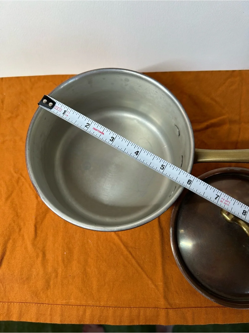 Copral Copper & Brass 6” Saucepan with Lid. Made in Portugal.